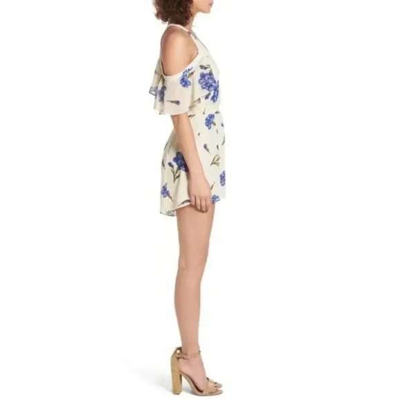 Revolve Privacy Please Leon Romper Floral Cold Shoulder Cream Purple Size Small - Picture 13 of 16